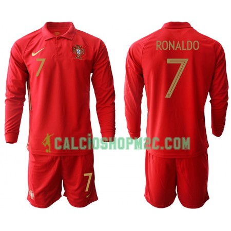 Portogallo Cristiano Ronaldo 7 Bambino Maglia Prima Euro 2020 Manica Lunga (+ Pantaloncini)